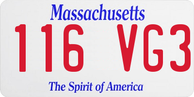 MA license plate 116VG3