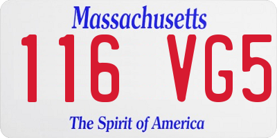 MA license plate 116VG5