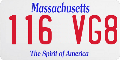 MA license plate 116VG8