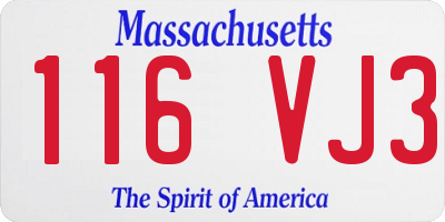 MA license plate 116VJ3