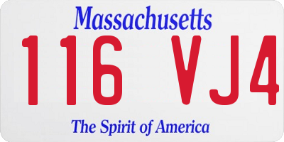 MA license plate 116VJ4
