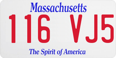 MA license plate 116VJ5