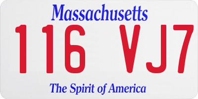 MA license plate 116VJ7