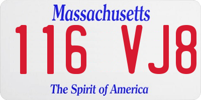 MA license plate 116VJ8