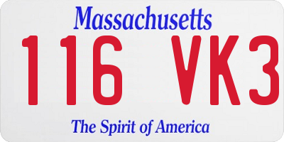 MA license plate 116VK3