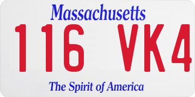 MA license plate 116VK4