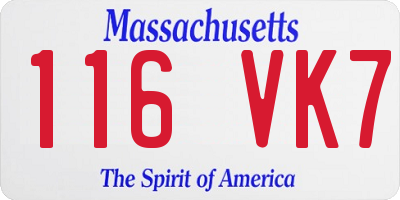 MA license plate 116VK7