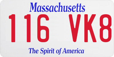 MA license plate 116VK8