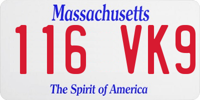 MA license plate 116VK9