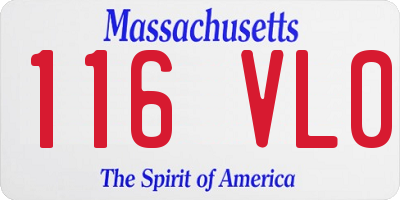 MA license plate 116VL0