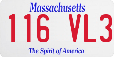 MA license plate 116VL3