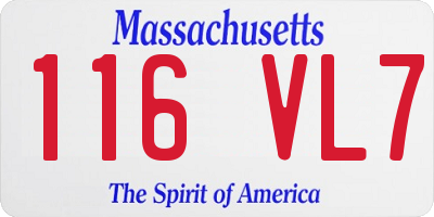MA license plate 116VL7
