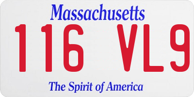 MA license plate 116VL9