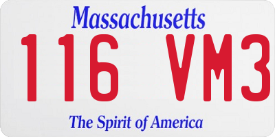 MA license plate 116VM3