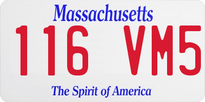 MA license plate 116VM5