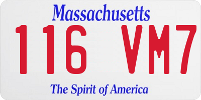 MA license plate 116VM7
