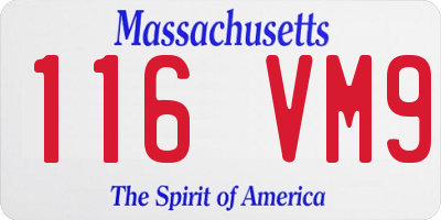 MA license plate 116VM9