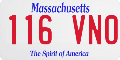 MA license plate 116VN0