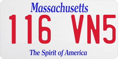 MA license plate 116VN5