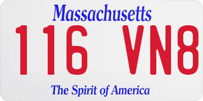 MA license plate 116VN8