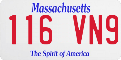 MA license plate 116VN9