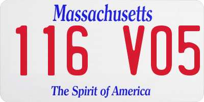 MA license plate 116VO5