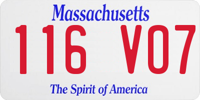 MA license plate 116VO7