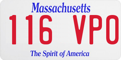 MA license plate 116VP0
