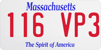 MA license plate 116VP3