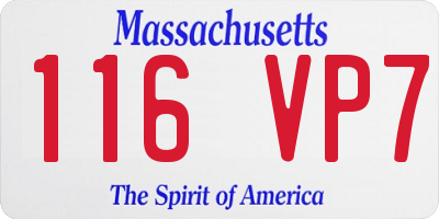 MA license plate 116VP7