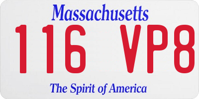 MA license plate 116VP8