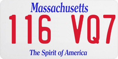 MA license plate 116VQ7