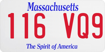 MA license plate 116VQ9