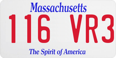 MA license plate 116VR3