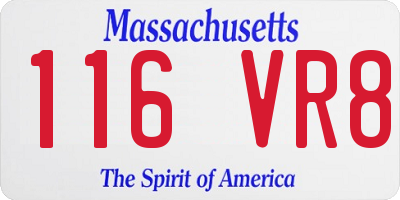 MA license plate 116VR8