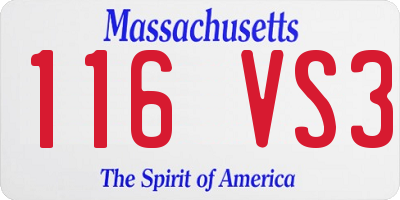 MA license plate 116VS3