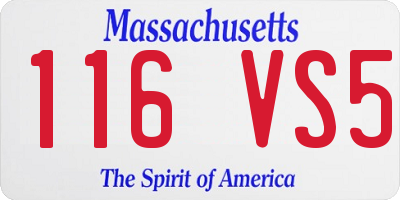 MA license plate 116VS5