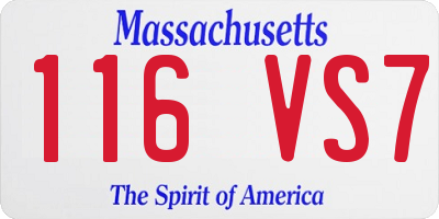 MA license plate 116VS7