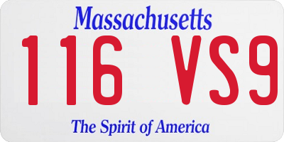 MA license plate 116VS9