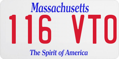 MA license plate 116VT0