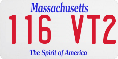 MA license plate 116VT2