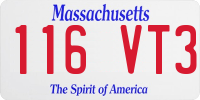 MA license plate 116VT3