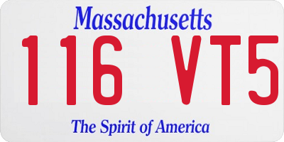 MA license plate 116VT5