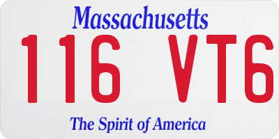 MA license plate 116VT6
