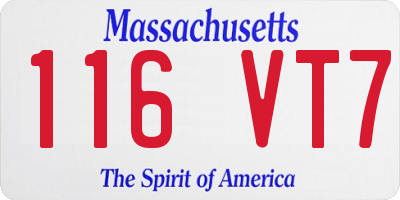 MA license plate 116VT7