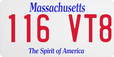 MA license plate 116VT8