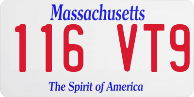 MA license plate 116VT9