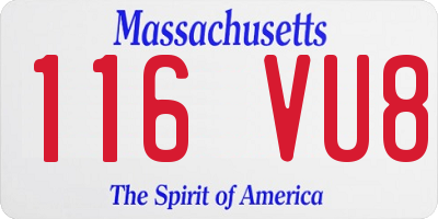 MA license plate 116VU8