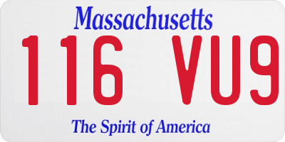 MA license plate 116VU9