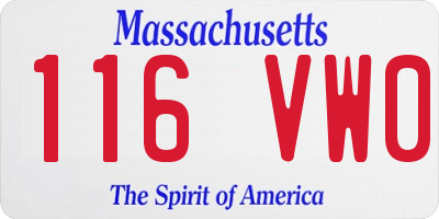 MA license plate 116VW0